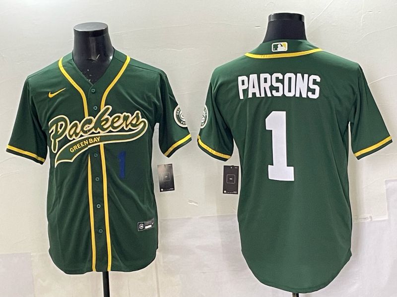 Men 2025 Nike Green Bay Packers #1 Parsons Green Joint Name  Limited NFL Jersey style 045